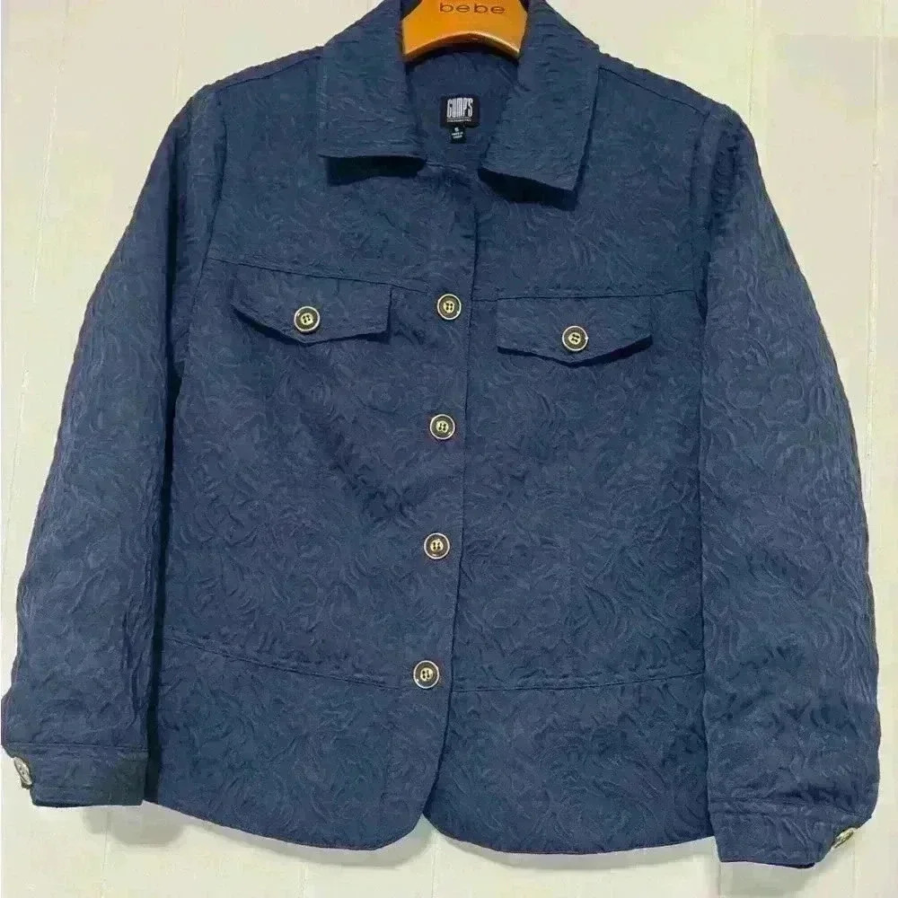 Gumps San Francisco textured dressy maroon button up jacket size Small